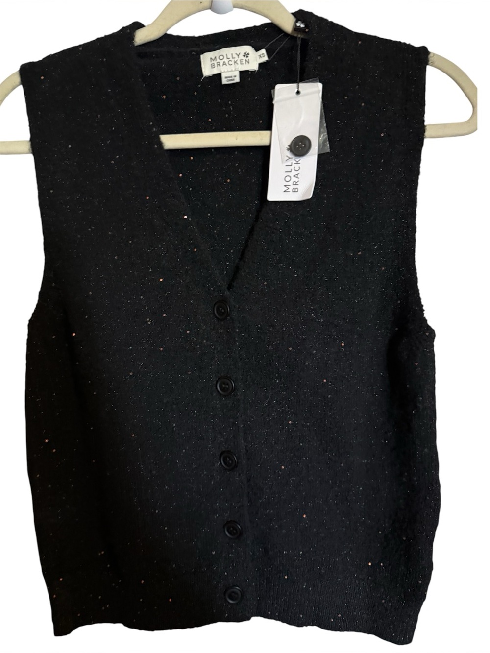 Nwt molly bracken Ladies knitted sleeveless cardigan vest xs extra small buttons